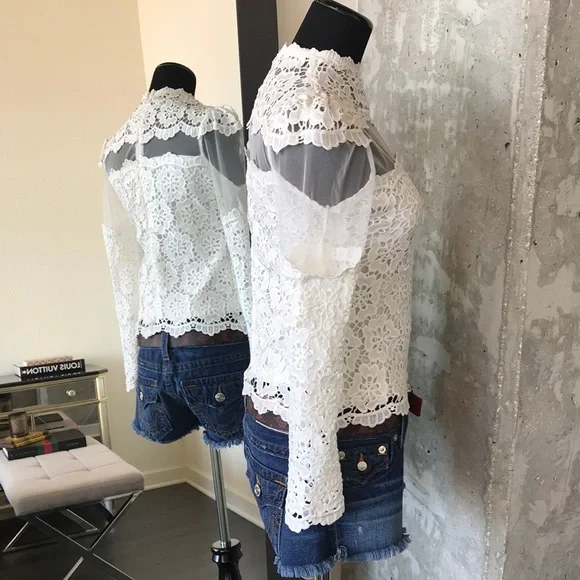 Chicwish Flower Dance Mesh Crochet White Top - Picture 7 of 8